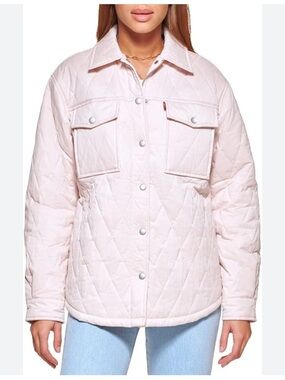 Levi's Light Pink Diamond-Quilted Puffer Shirt Jacket